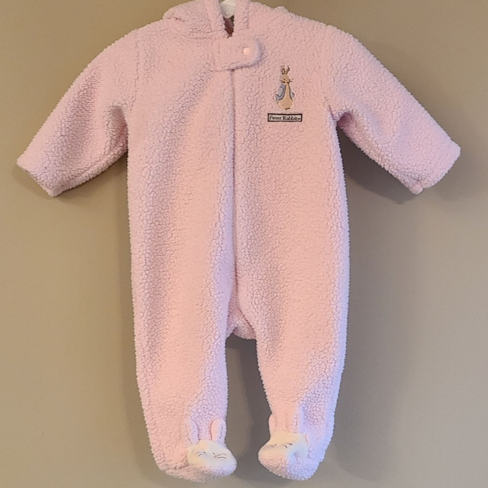 Peter Rabbit Baby light pink hooded bunting suit